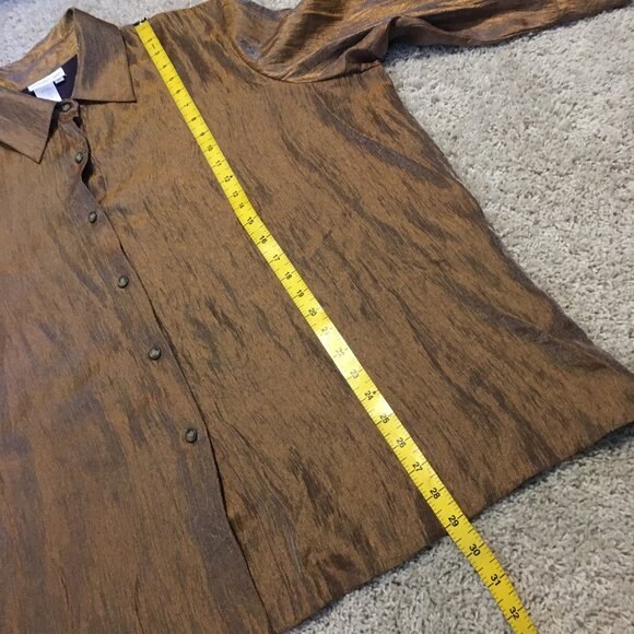 Vintage Coldwater Creek Golden Brown Button Down Shirt - Picture 15 of 16